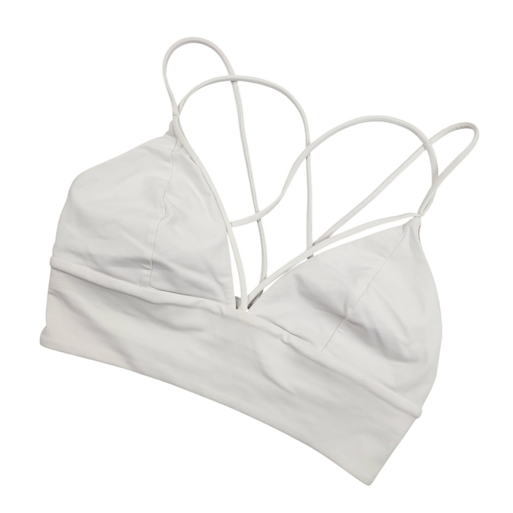 Lululemon Pushing Limits Bra Womens Sz 8 White Light Support Yoga Pilates Active